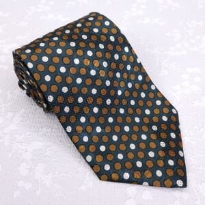 Hugo Boss Silk Tie ITALY Green White Brown Dots